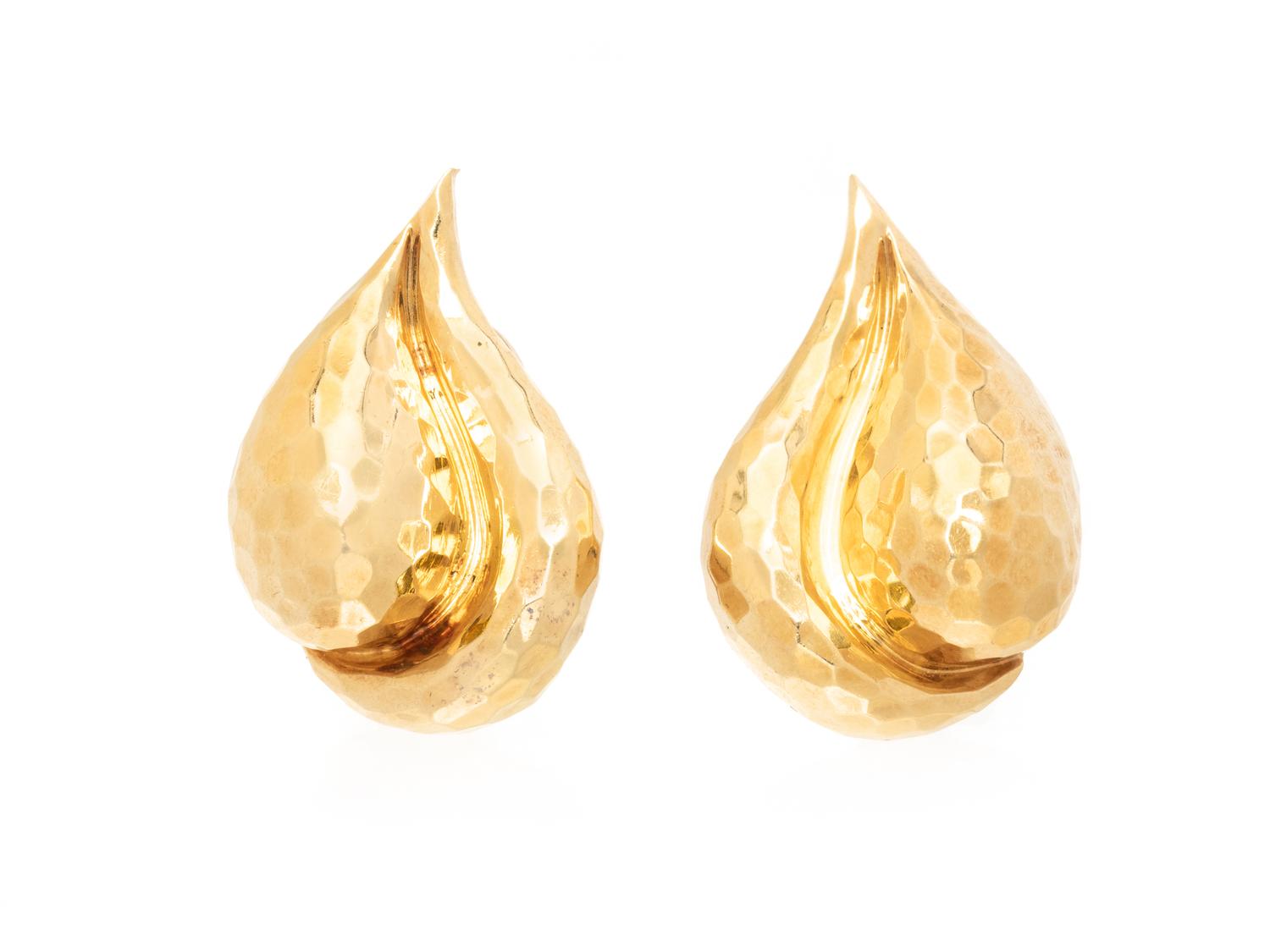 HENRY DUNAY, YELLOW GOLD EARCLIPS