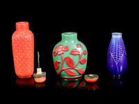 Three Chinese Peking Glass Snuff Bottles