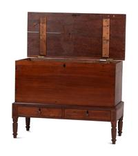 A Late Federal Bermuda Cedar Two-Drawer Blanket Chest on Frame
