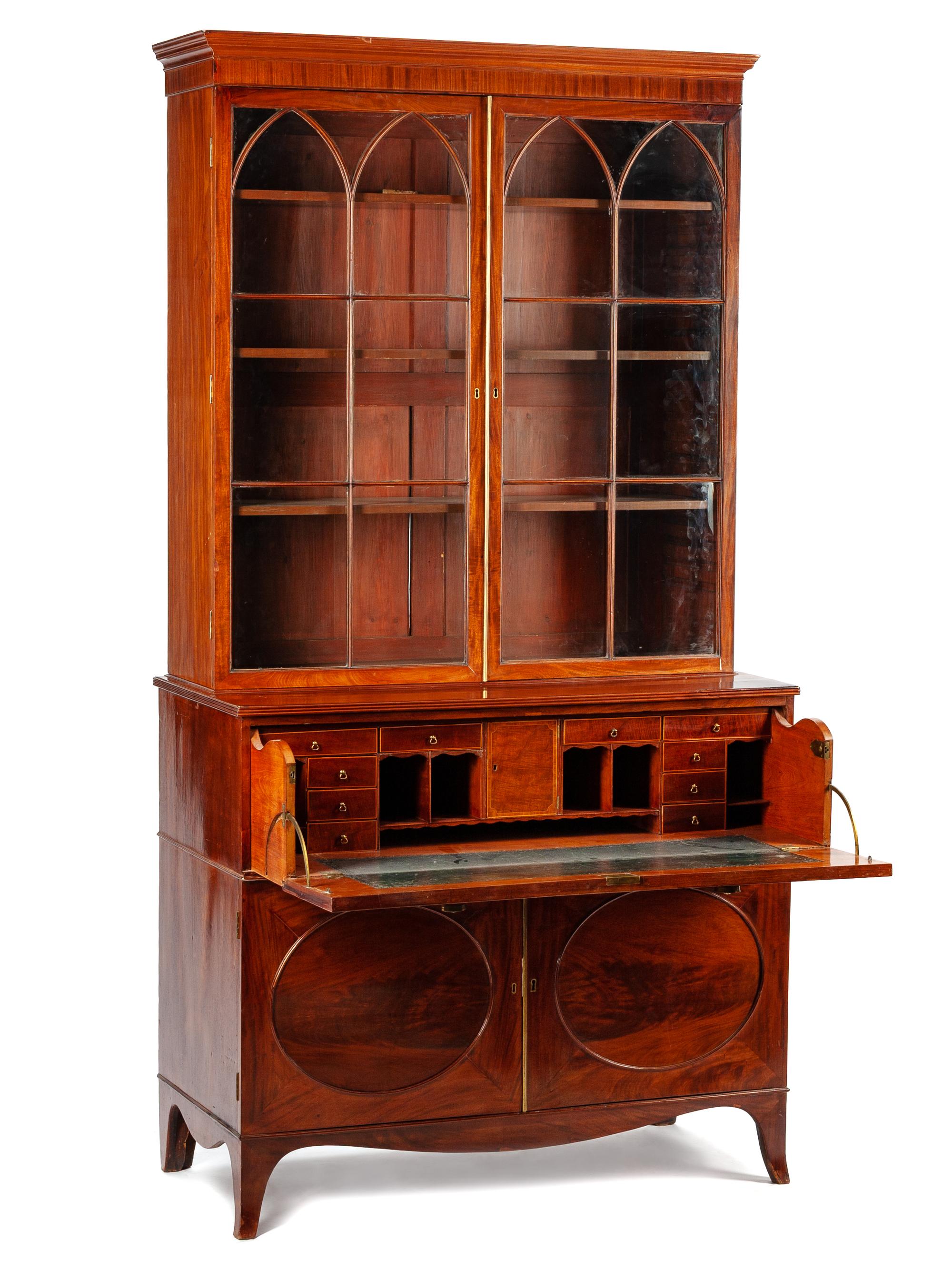 A Regency Style Mahogany Secretary Bookcase