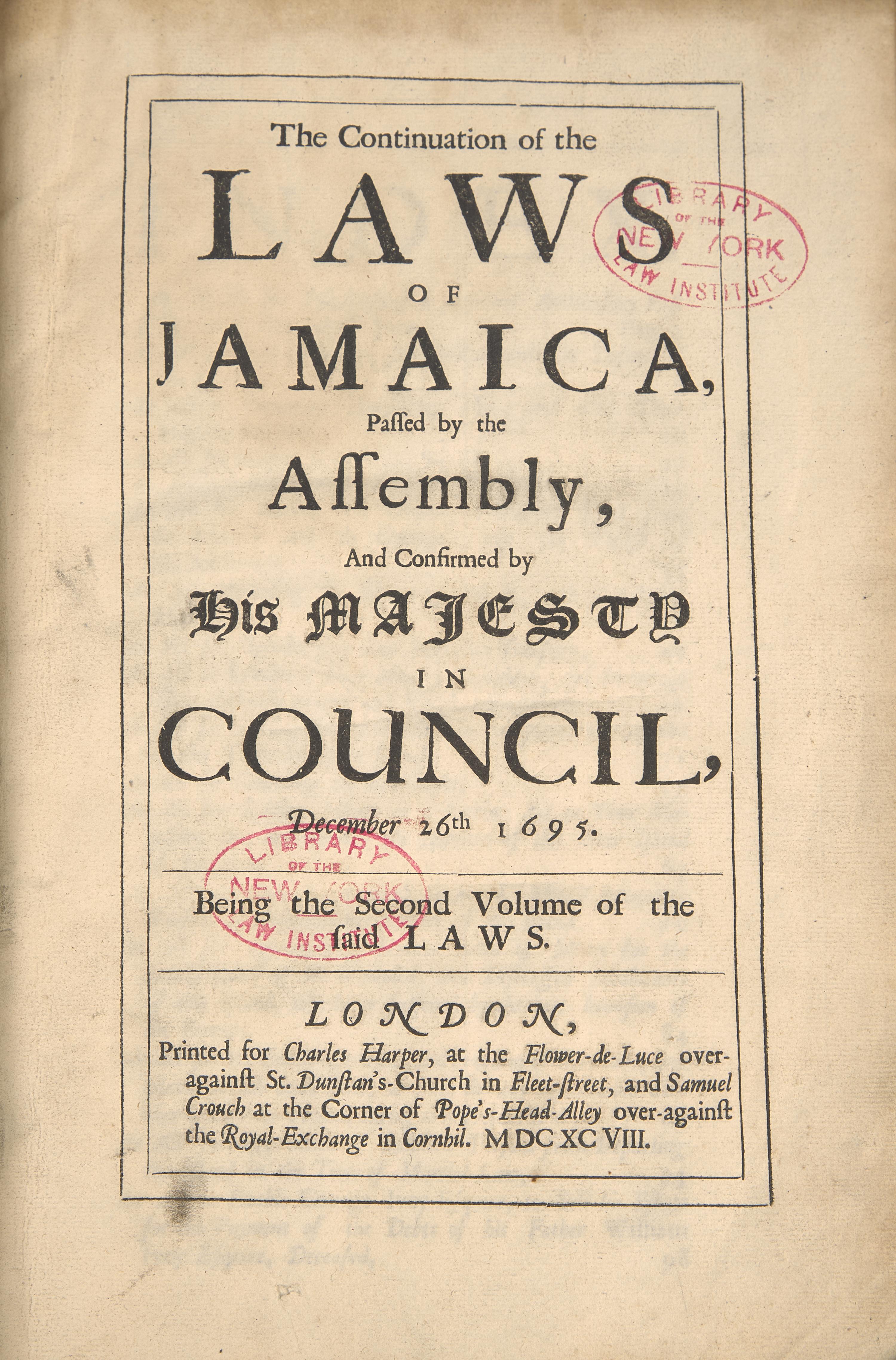 [Judaica] One of the Earliest Printed References to Jewish Individuals Living in the New World, 1698