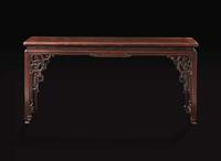 An unusual Chinese carved hongmu qin table, late Qing dynasty 紅木琴桌 晚清