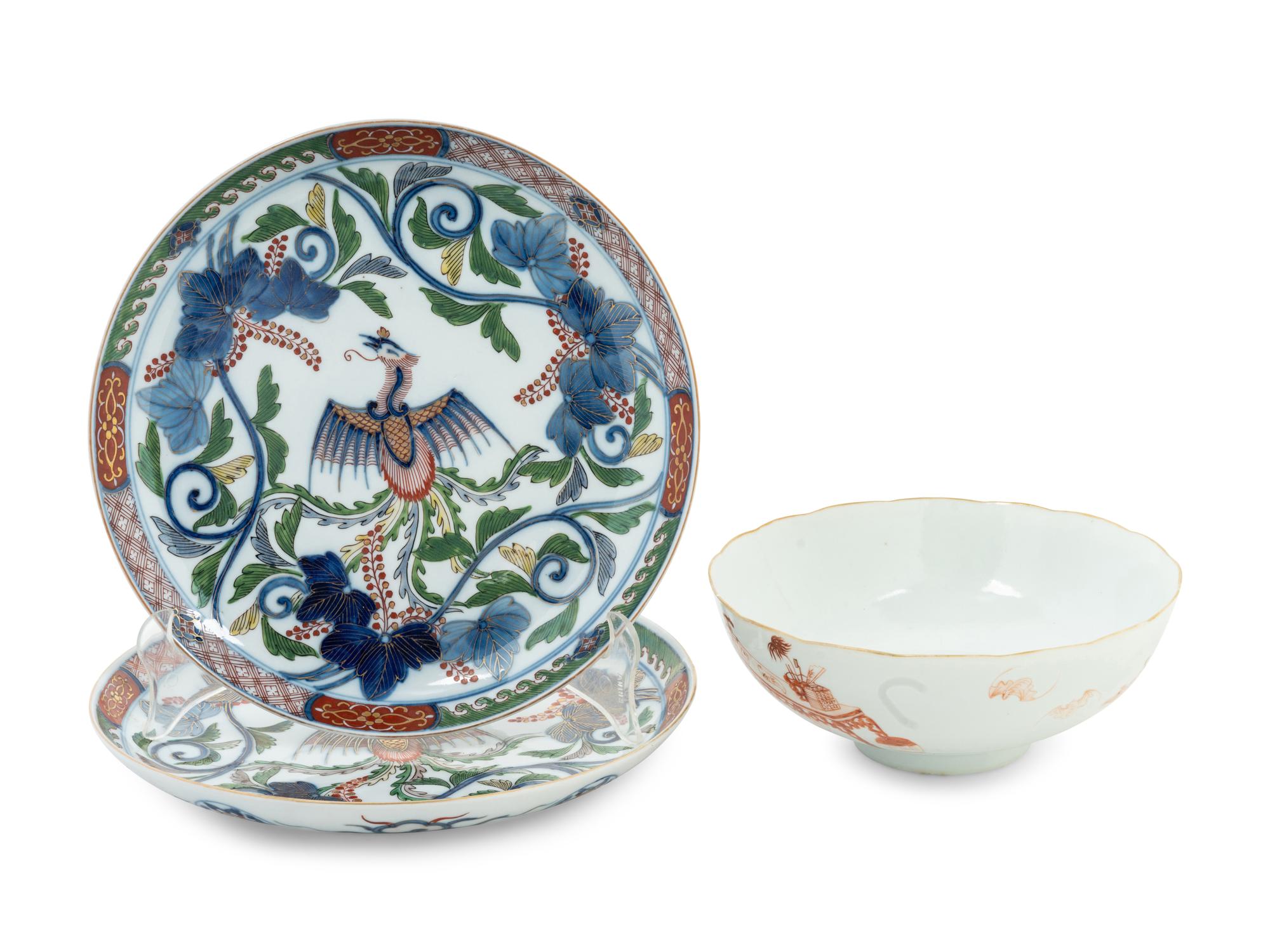 Three Imari Palette Porcelain Articles
