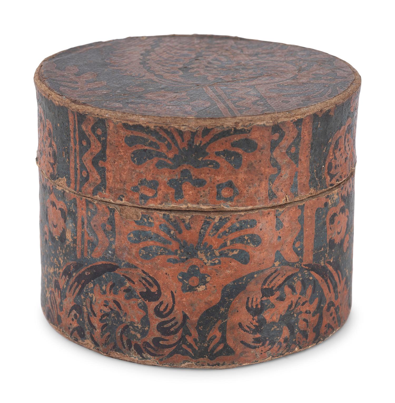 Three Round Paint Decorated Boxes