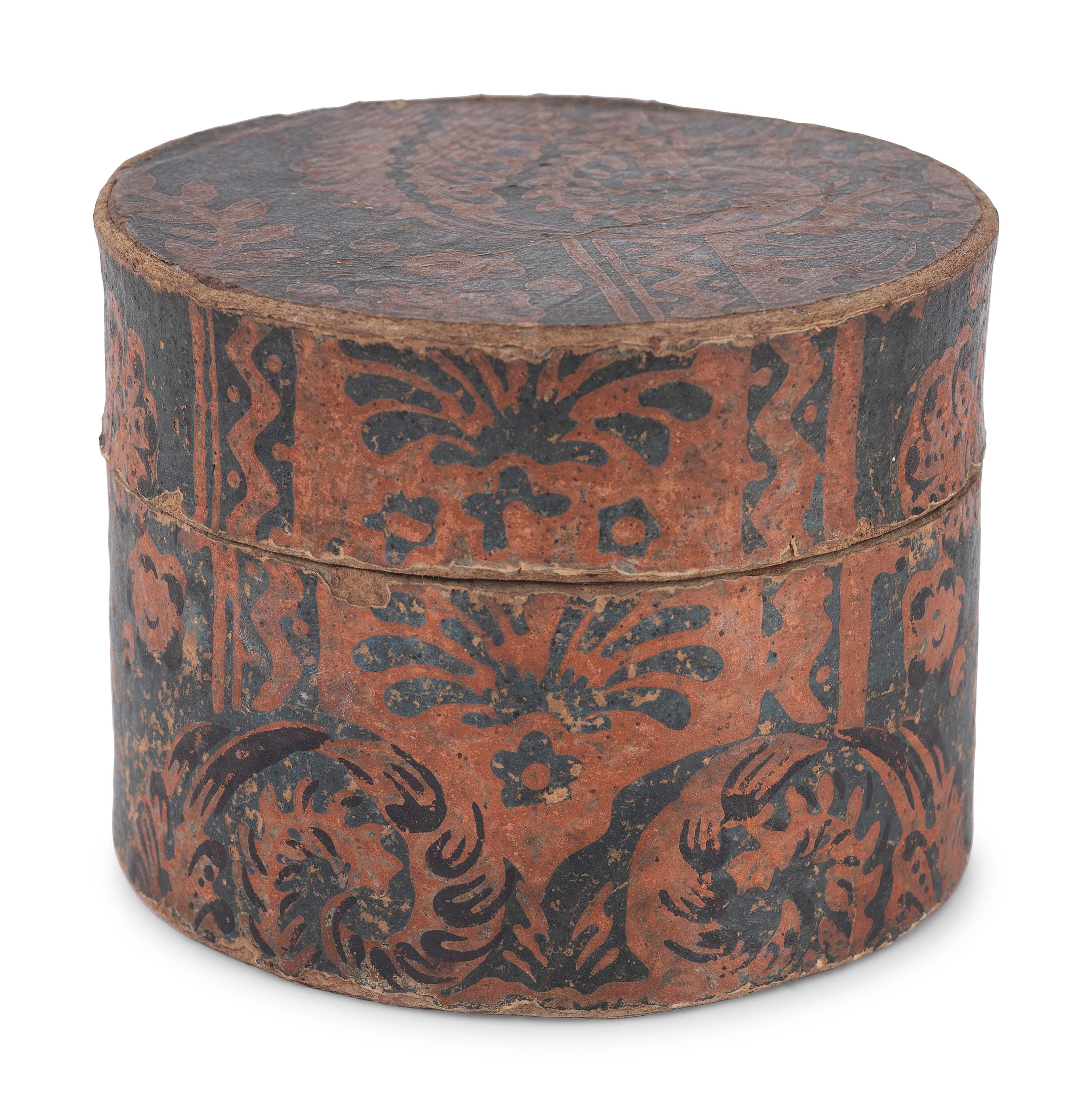 Three Round Paint Decorated Boxes