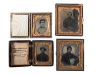 [CIVIL WAR]. 4 ambrotype and tintype portraits of soldiers, incl. by a federal smoking a cigar