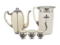 An English Metal Mounted Porcelain Coffee Service