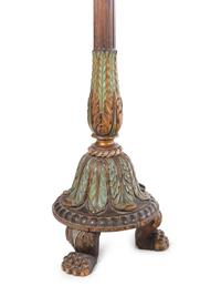 A Neoclassical Painted and Parcel Gilt Floor Lamp