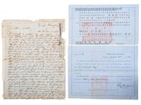 [WESTERN AMERICANA] -- [CALIFORNIA]. A group of 2 items identified to B.J. Conrad, incl. ALS on illustrated letter sheet featuring Weaverville, CA, and US passport to travel in the Chinese Empire.