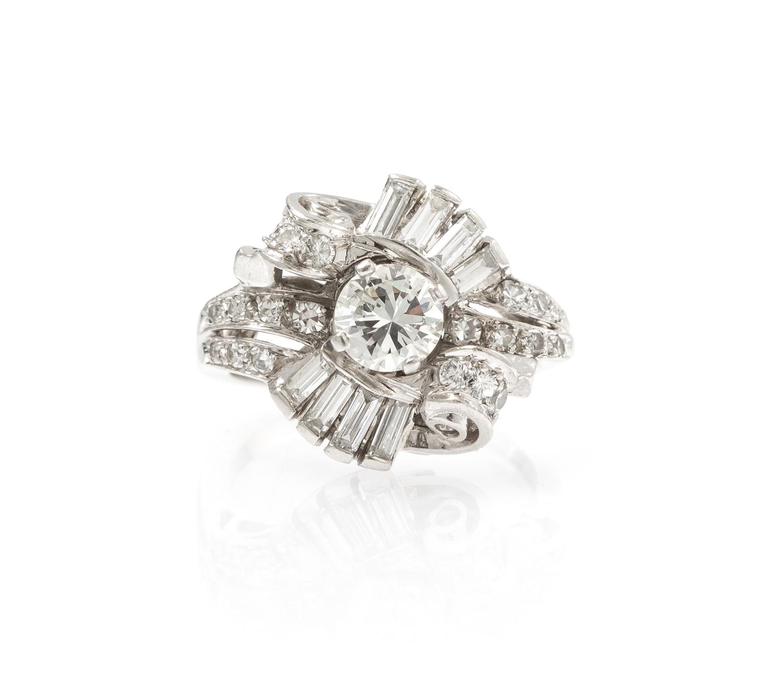 A Platinum and Diamond Ring, Circa 1950, 5.30 dwts.