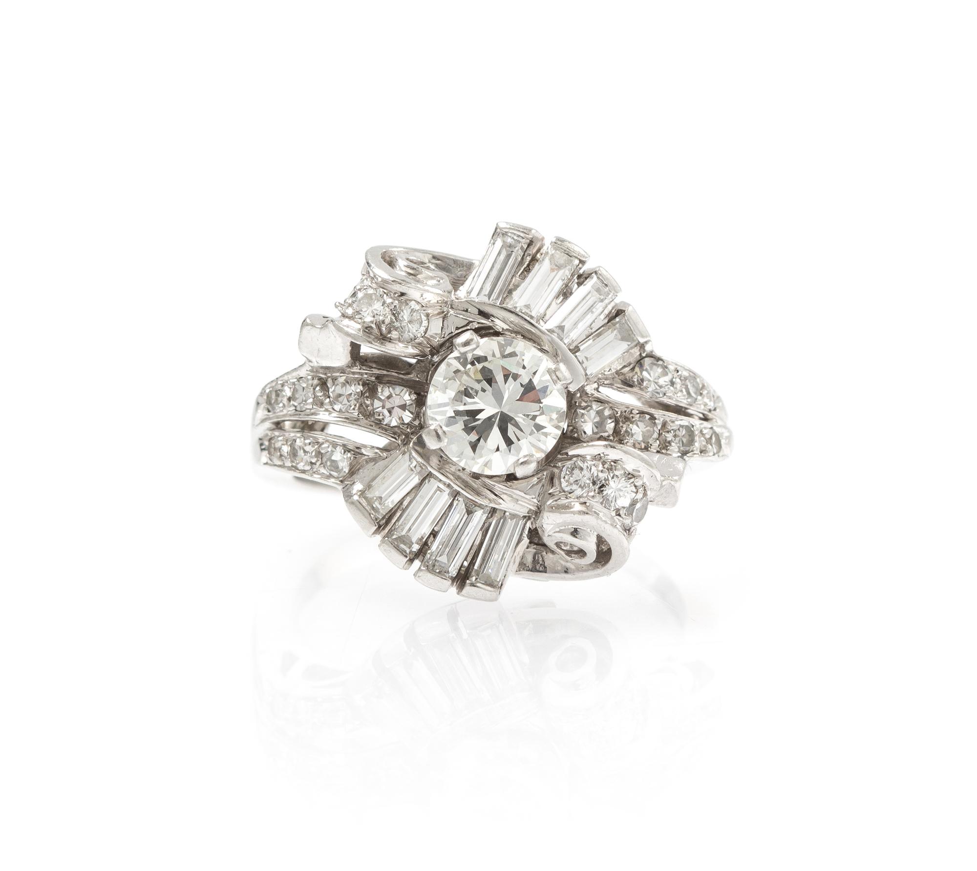 A Platinum and Diamond Ring, Circa 1950, 5.30 dwts.