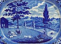 A group of ten Historical Blue Staffordshire tablewares with Philadelphia views, Joseph Stubbs and J. & W. Ridgway, England, circa 1830