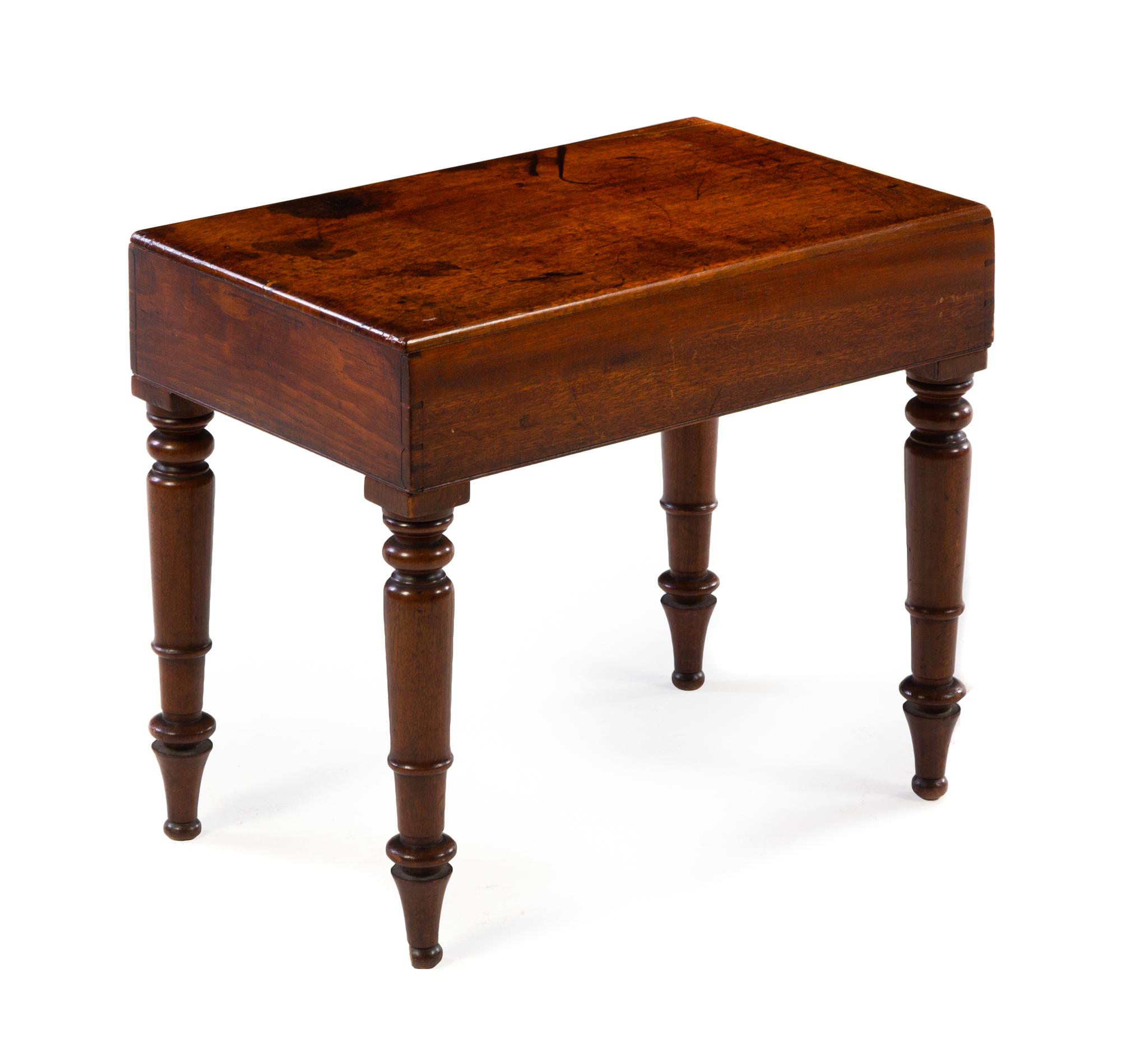 An American Mahogany Stool Height 18 1/2 x width 21 3/4 x depth 13 1/2 inches. — 19TH CENTURY