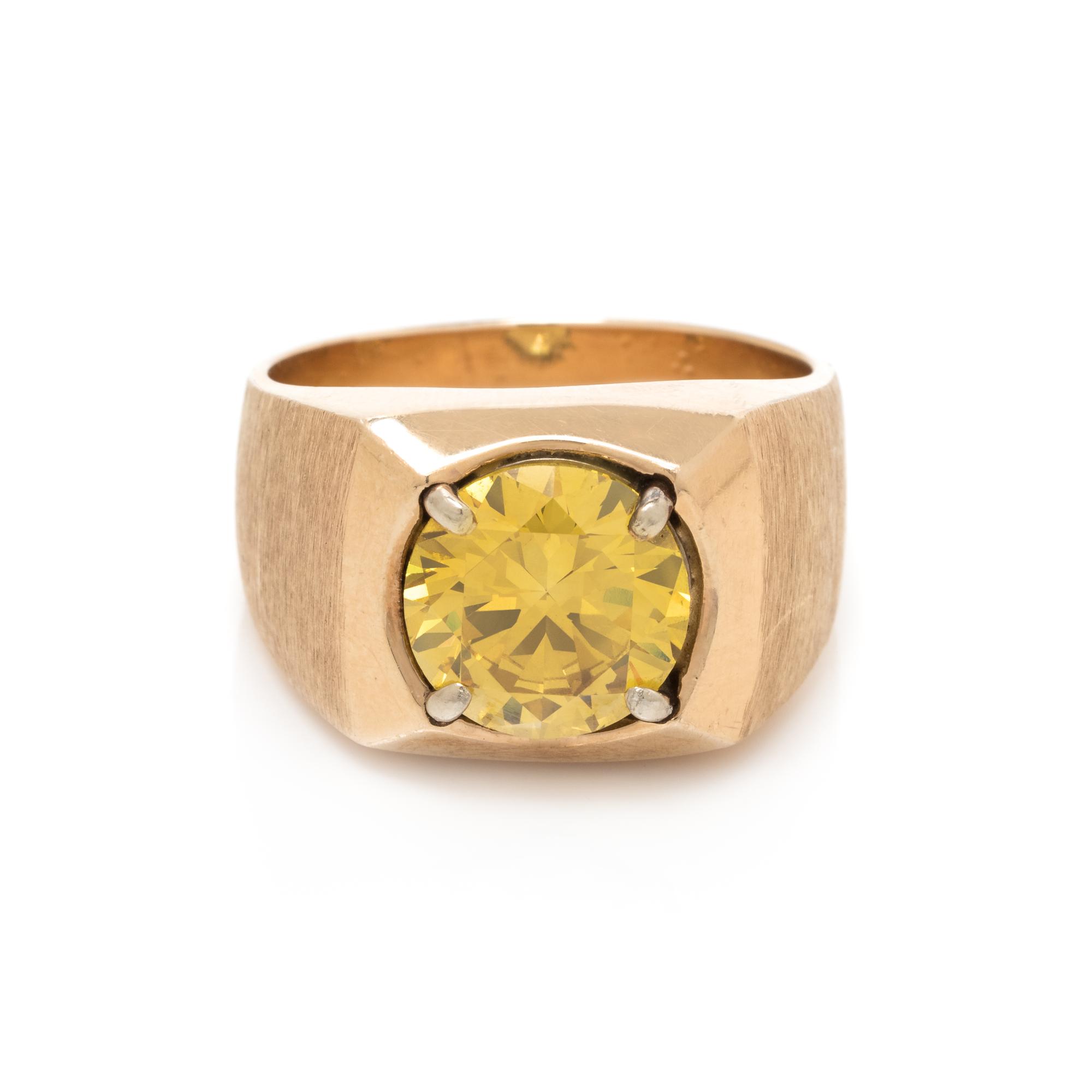 TREATED FANCY DEEP YELLOW DIAMOND RING