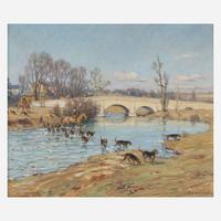 Charles Morris Young (American, 1869–1964) Mr. Jefford's Hounds Crossing the Octoraro (Andrew's Bridge)