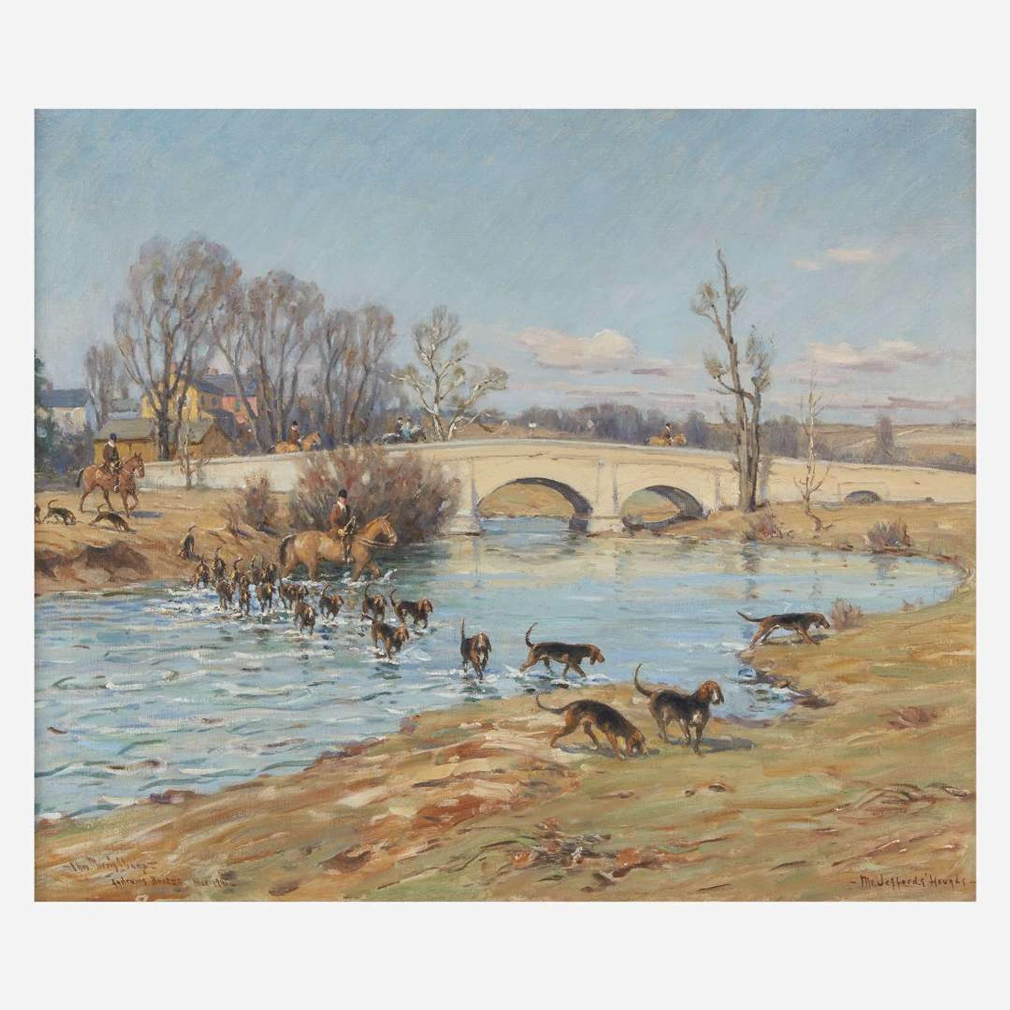 Charles Morris Young (American, 1869–1964) Mr. Jefford's Hounds Crossing the Octoraro (Andrew's Bridge)