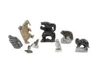 Inuit Carved Stone Animals, and Basket