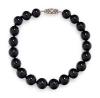 ONYX BEAD AND DIAMOND CHOKER NECKLACE