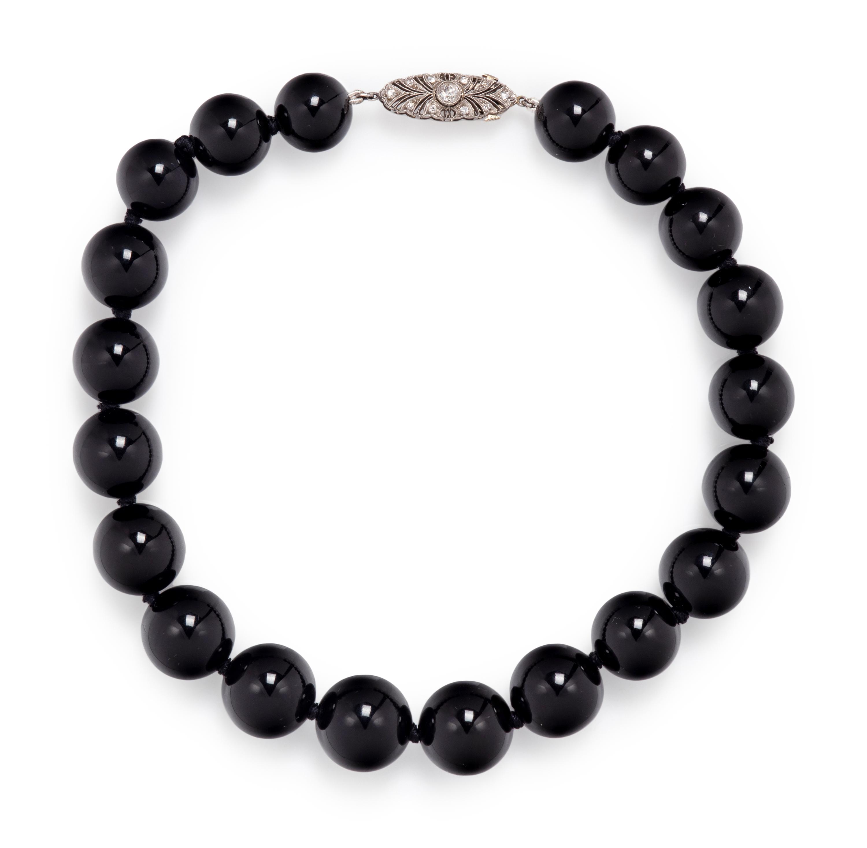 ONYX BEAD AND DIAMOND CHOKER NECKLACE