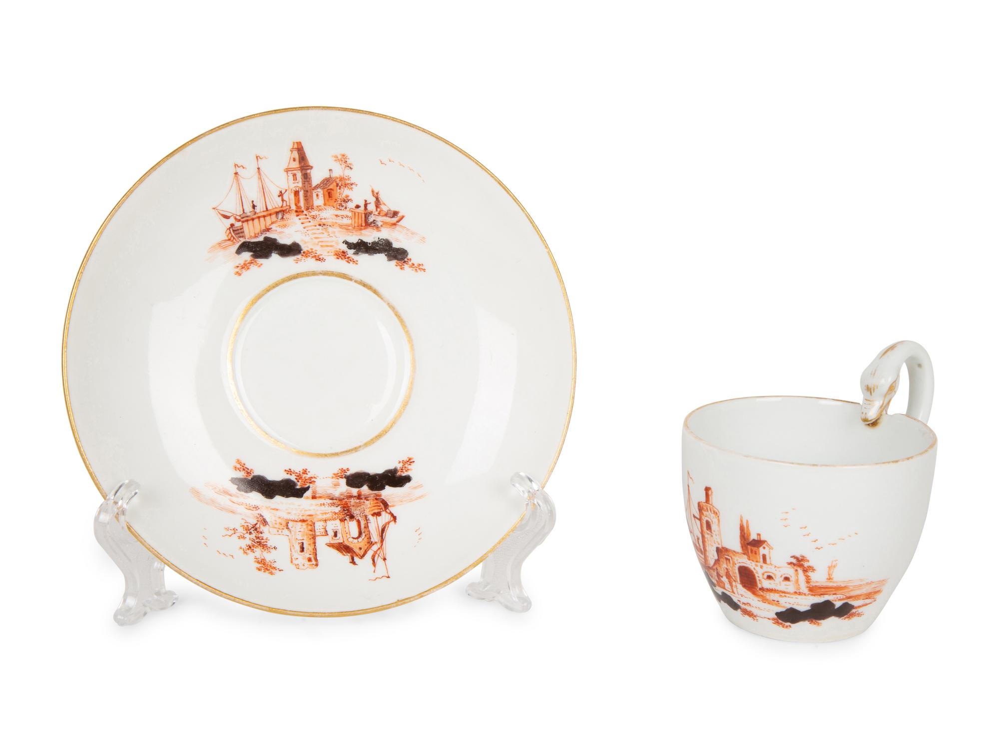 Eleven Meissen and Various Other Porcelain Teacups and Saucers — 19TH/20TH CENTURY