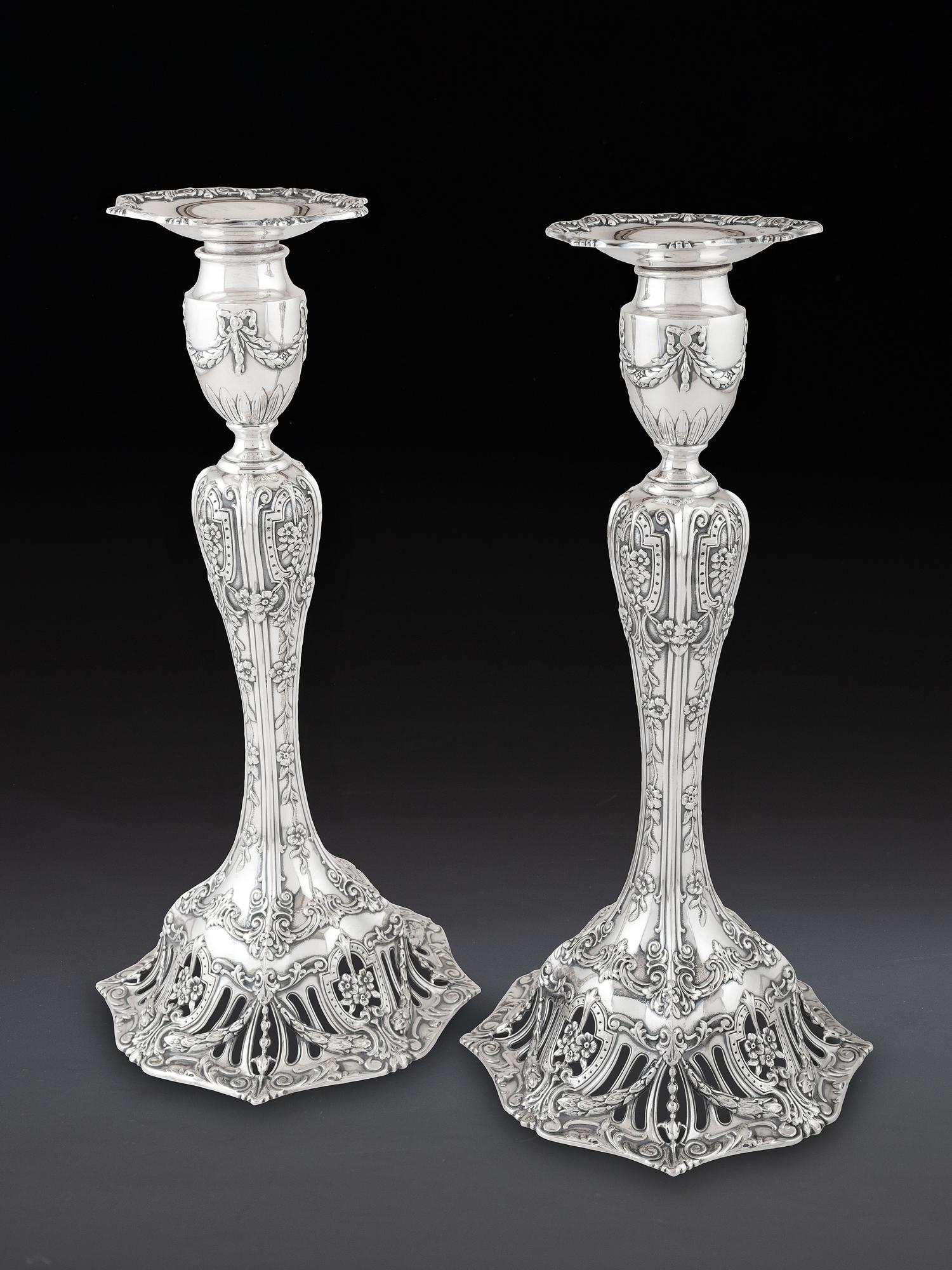 A Pair of American Silver Candlesticks