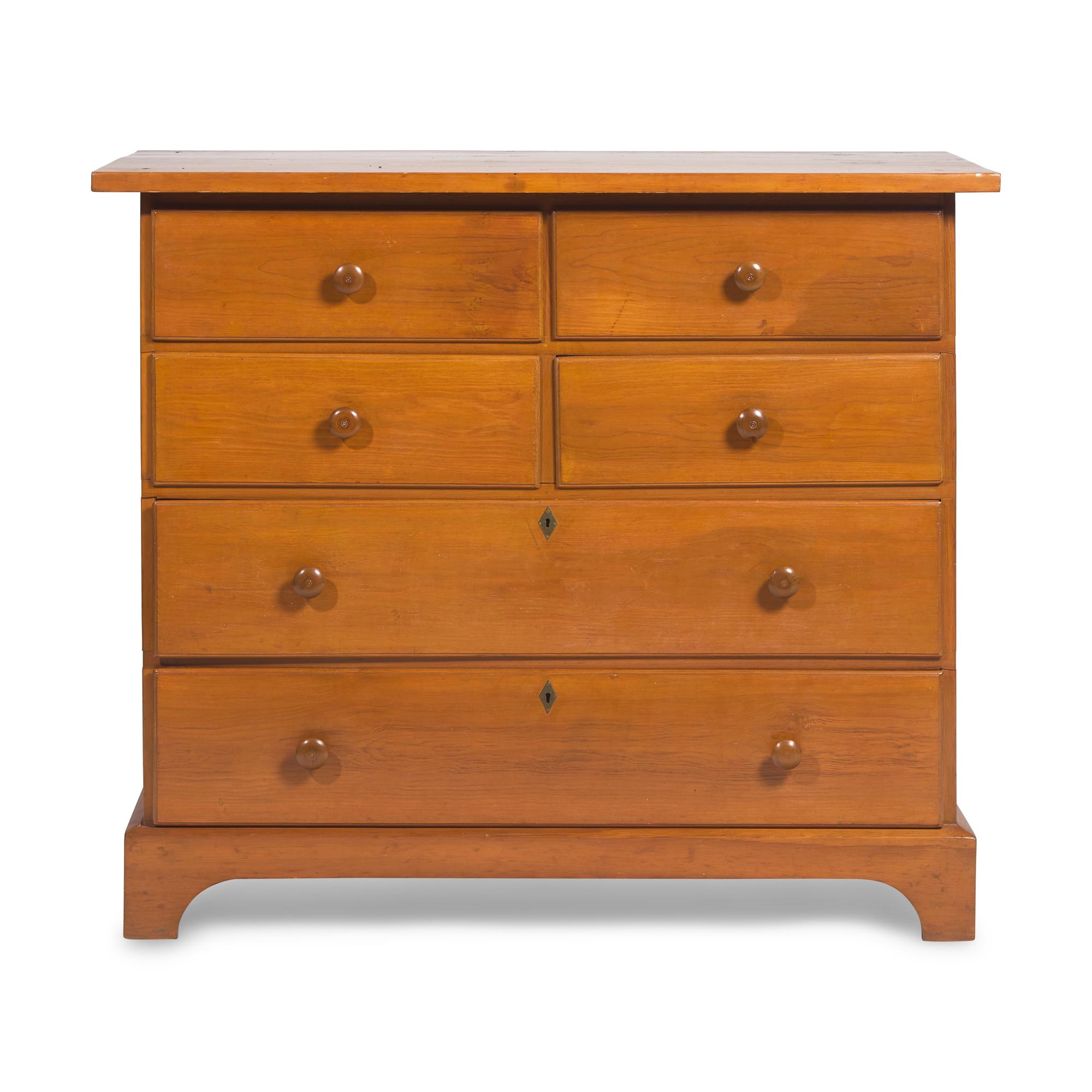 A Shaker Pine and Maple Chest of Drawers