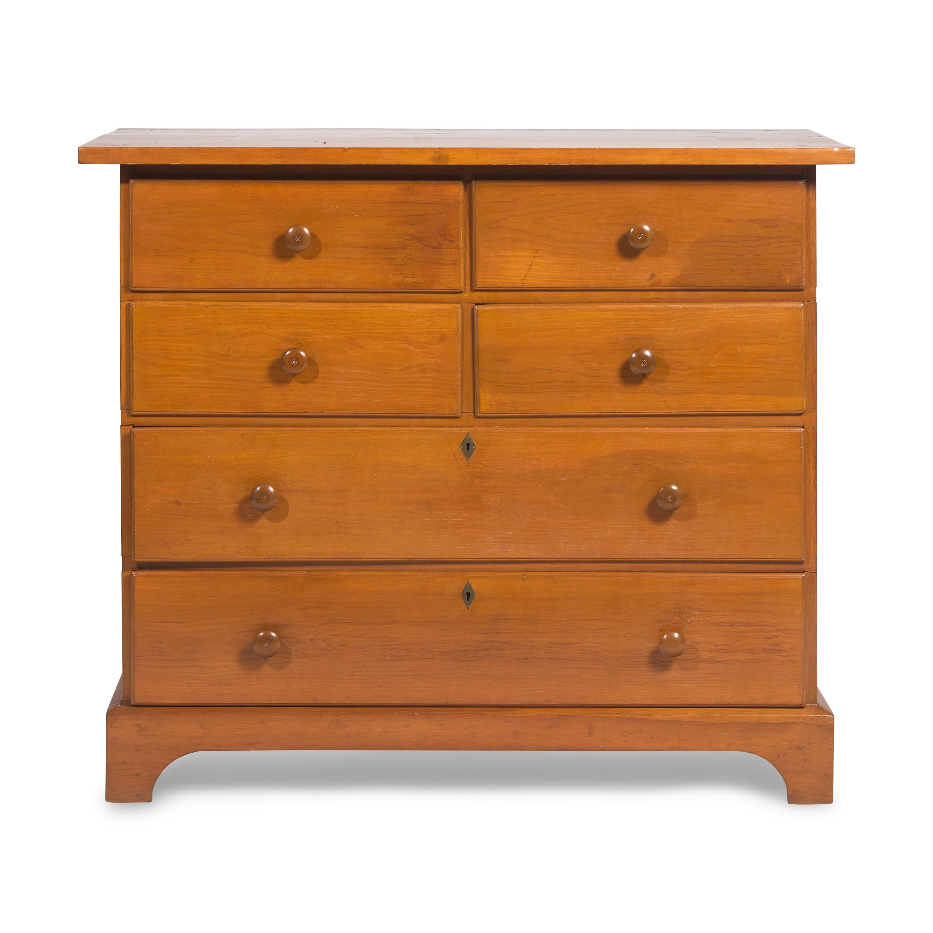A Shaker Pine and Maple Chest of Drawers