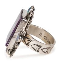 Matching Sterling Silver, Sugilite, and Opal Cuff Bracelet AND Ring