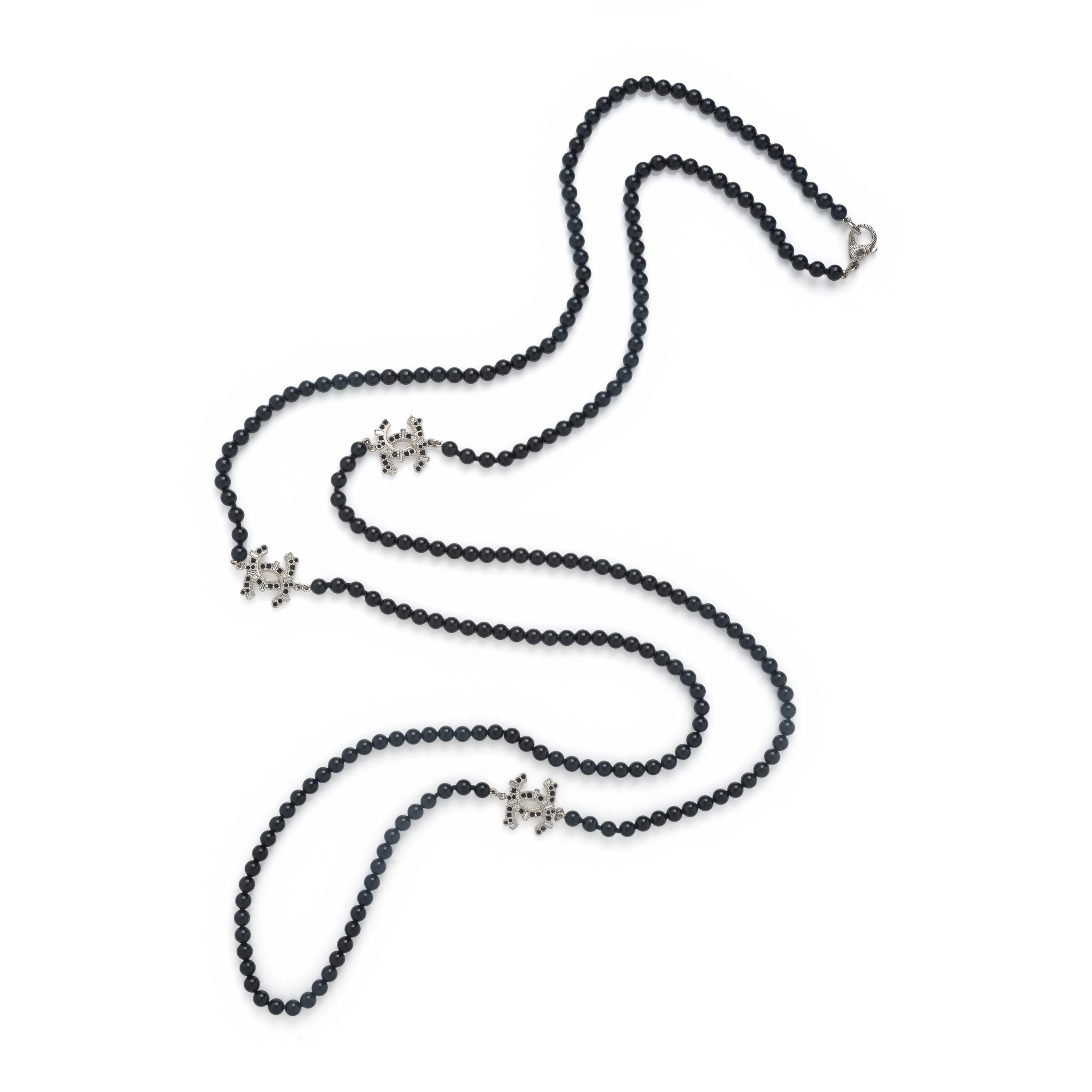 Chanel, Black Bead 'CC' Logo Necklace