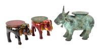 Three Indian Export Decorative Articles Height of tallest 21 inches.