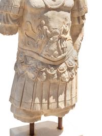 An Italian Carved Marble Torso on Stand