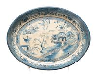 A Chinoiserie Decorated Blue and While Painted Side Table