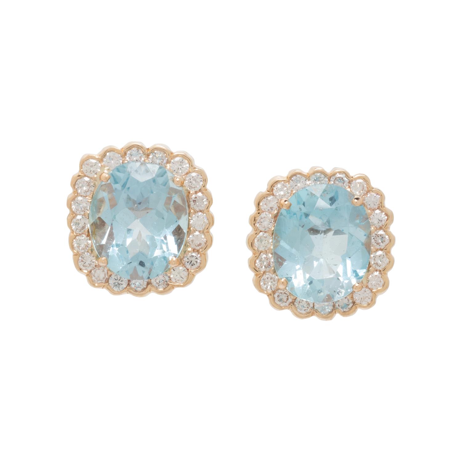 BLUE TOPAZ AND DIAMOND EARRINGS