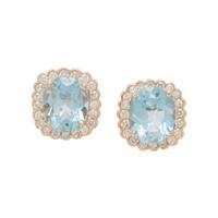 BLUE TOPAZ AND DIAMOND EARRINGS