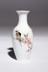 Five Famille Rose Eggshell Porcelain 'Birds' Vases