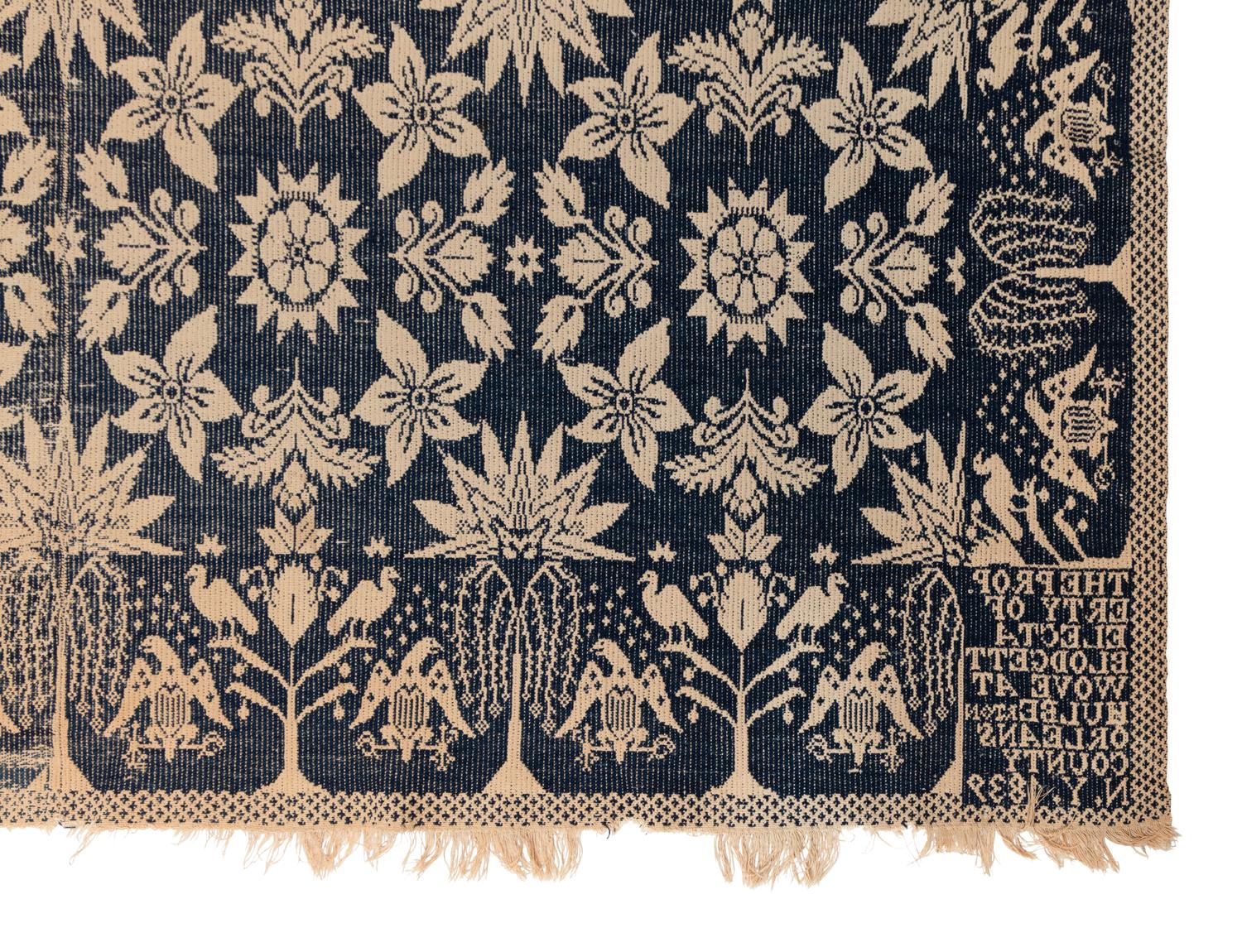 Two Cotton and Wool Jacquard Coverlets