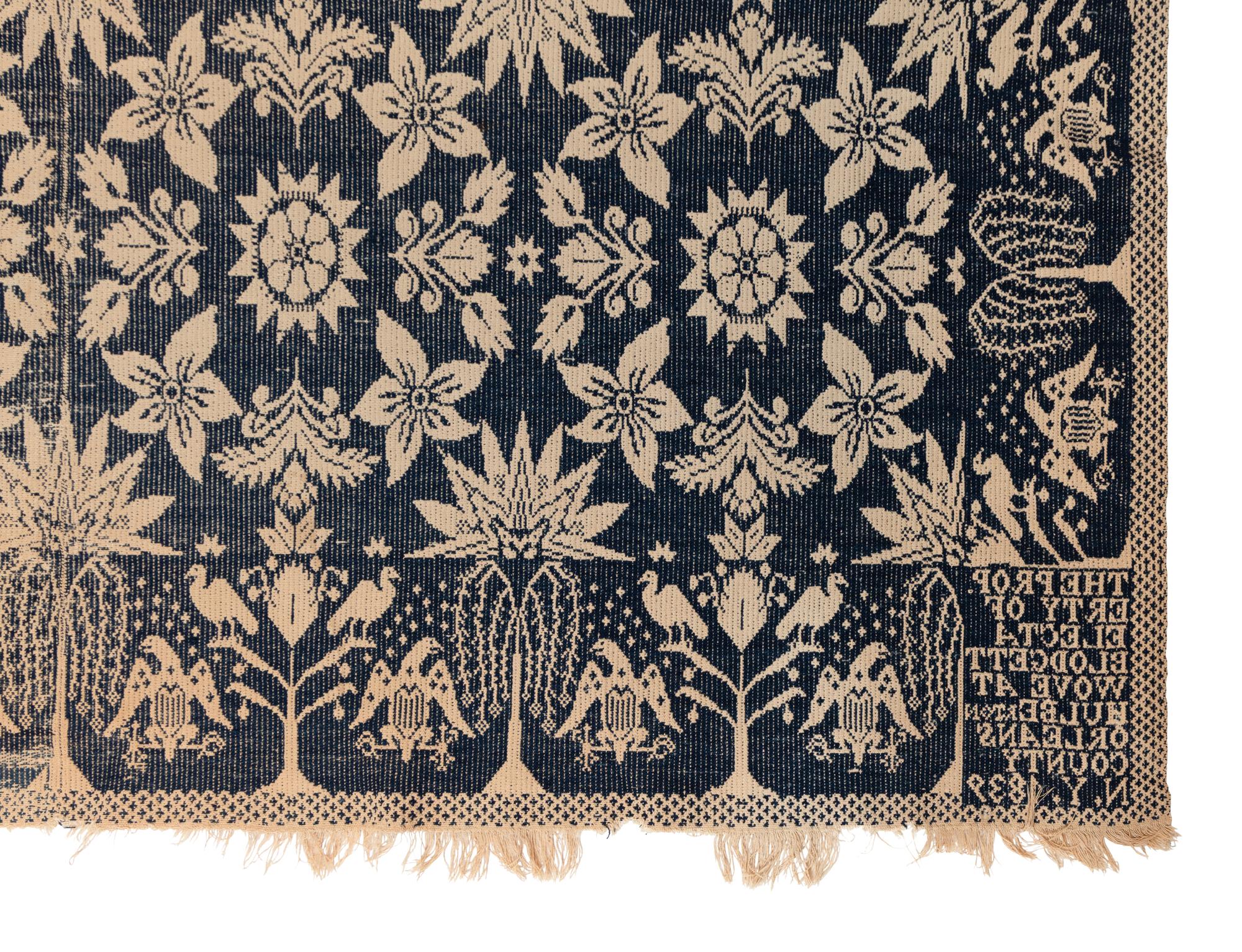 Two Cotton and Wool Jacquard Coverlets