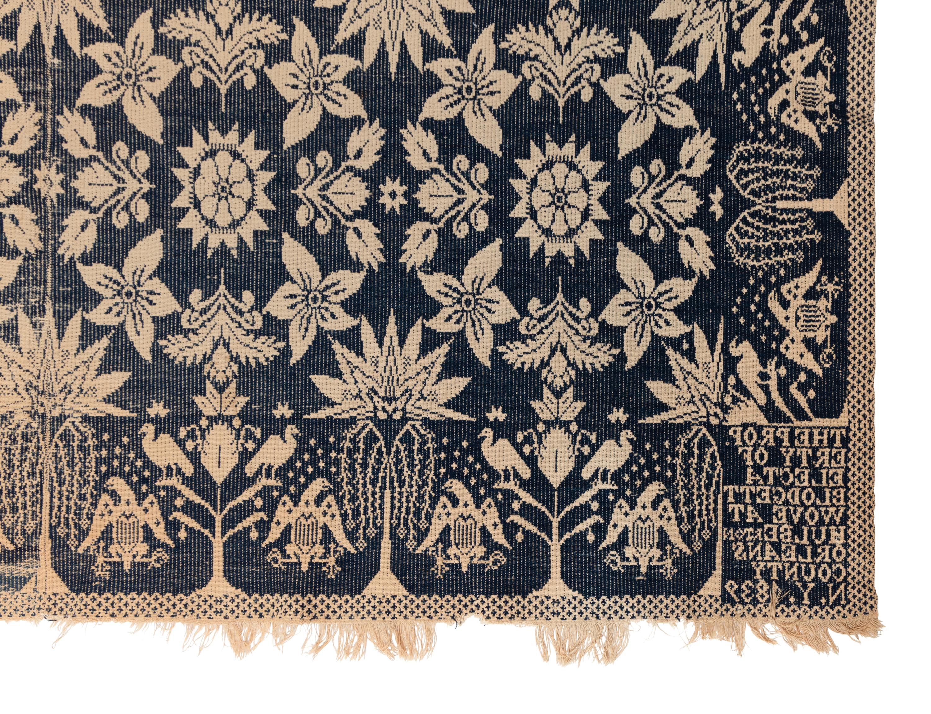 Two Cotton and Wool Jacquard Coverlets