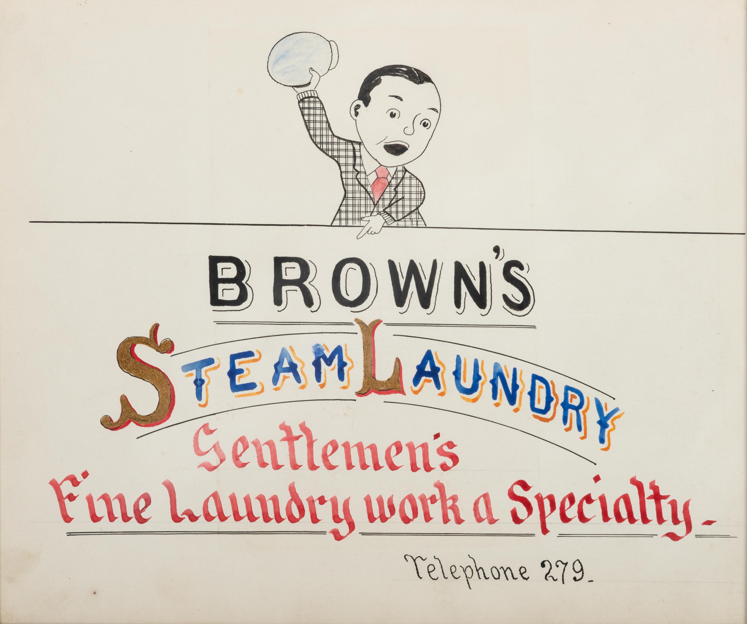 Five Framed Specialty Shop Advertising Hand Colored Prints and Watercolors