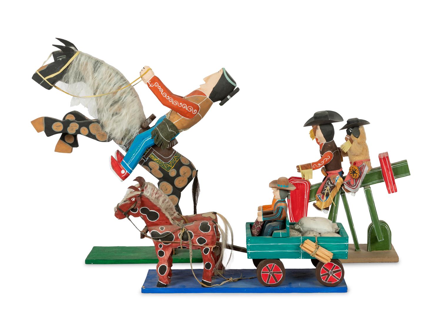 Eight Carved Wood Folk Art Sculptures