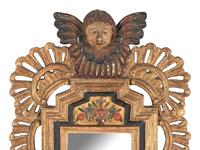 A Continental Style Carved and Polychrome Painted Mirror
