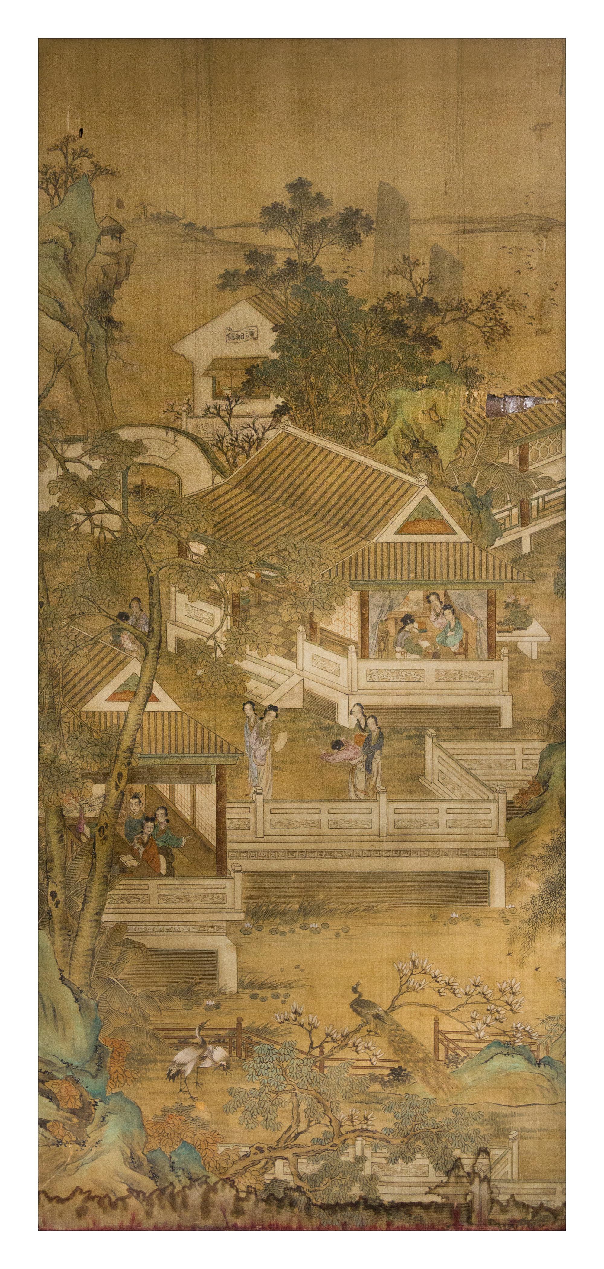 Two Ink and Color on Paper Paintings LIKELY 19TH/EARLY 20TH CENTURY Height 78 5/8 x width 34 5/8 inches. — LIKELY 19TH/EARLY 20TH CENTURY