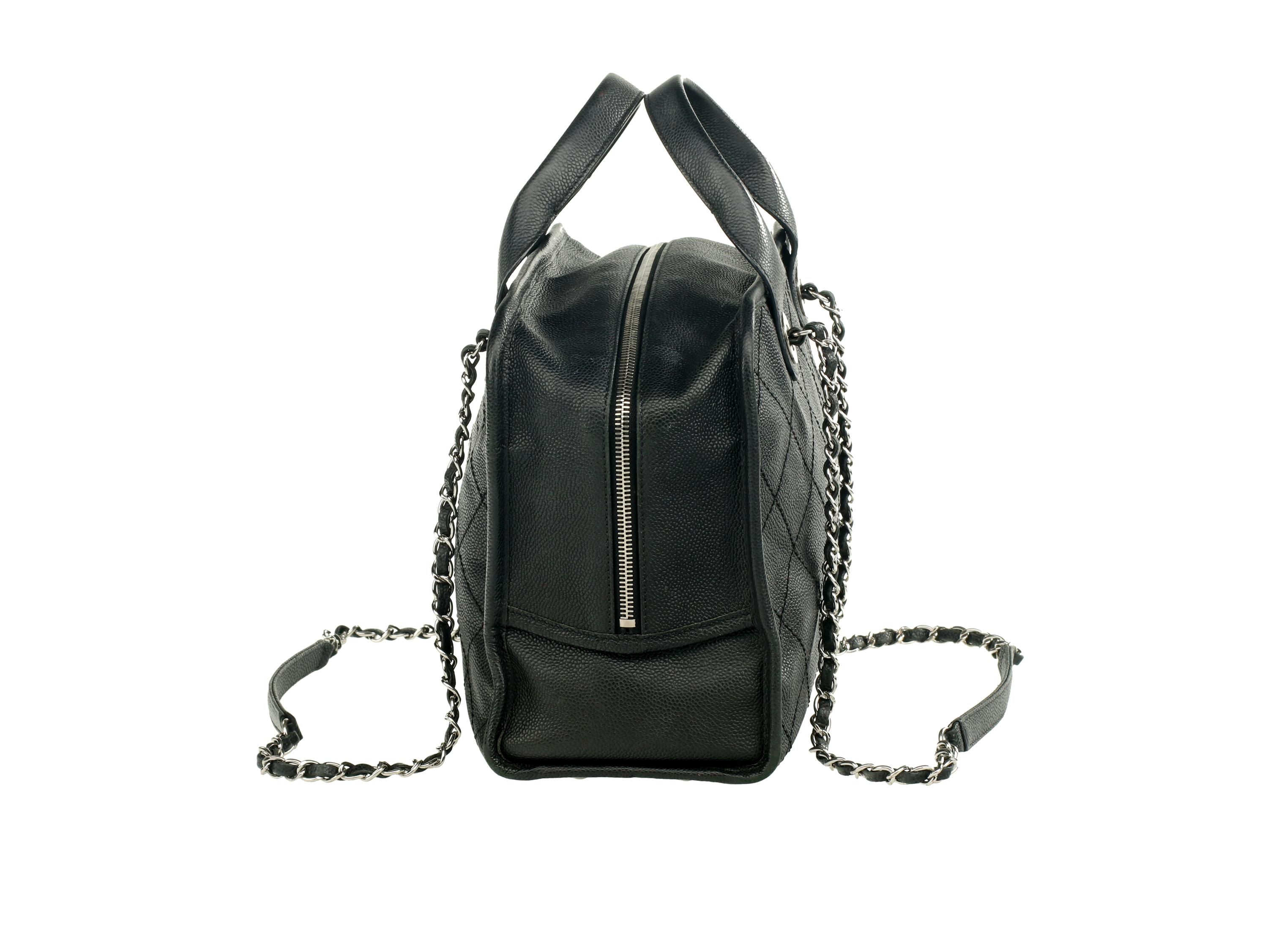 Chan el Deauville Small Tote in Quilted Caviar Leather