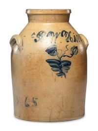 An Eight-Gallon Stoneware Cooler Identified to R. H. Hine, Attributed to Frederick Sheldon