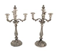 A Pair of Austro-Hungarian Silver Three-Light Candelabra