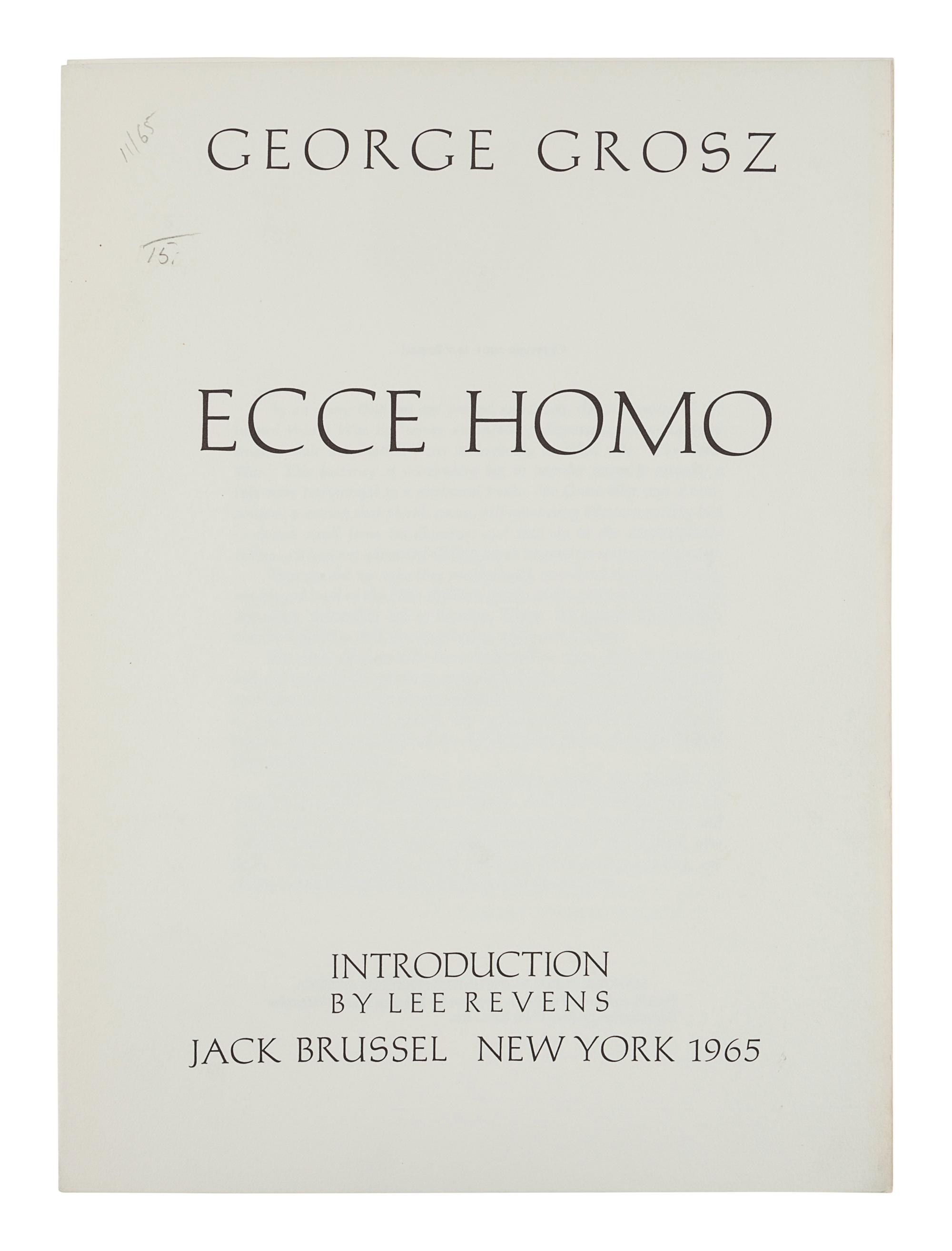 GROSZ, George (1893-1959). Ecce Homo. New York: Jack Brussel, 1965.