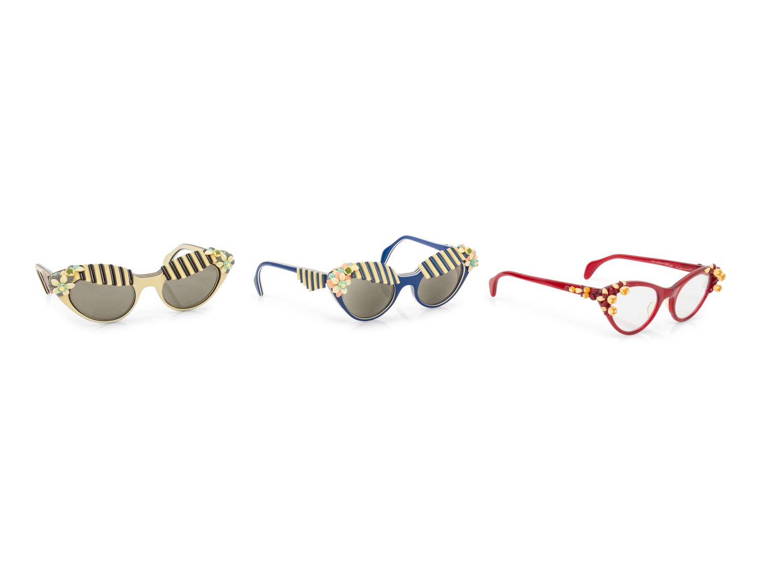 Three Pairs of Elsa Schiaparelli "Cabana" Glasses, 1950s