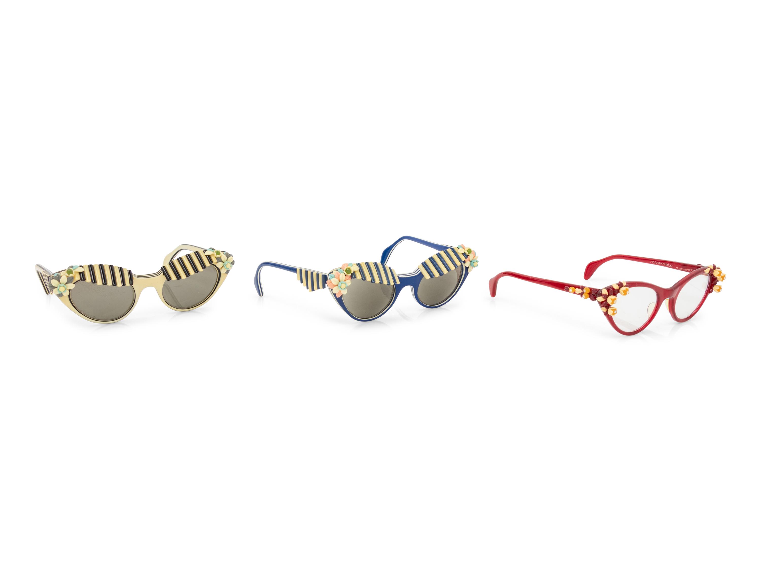 Three Pairs of Elsa Schiaparelli "Cabana" Glasses, 1950s