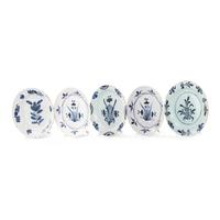 A Collection of Five Delft Blue and White Decorated Plates
