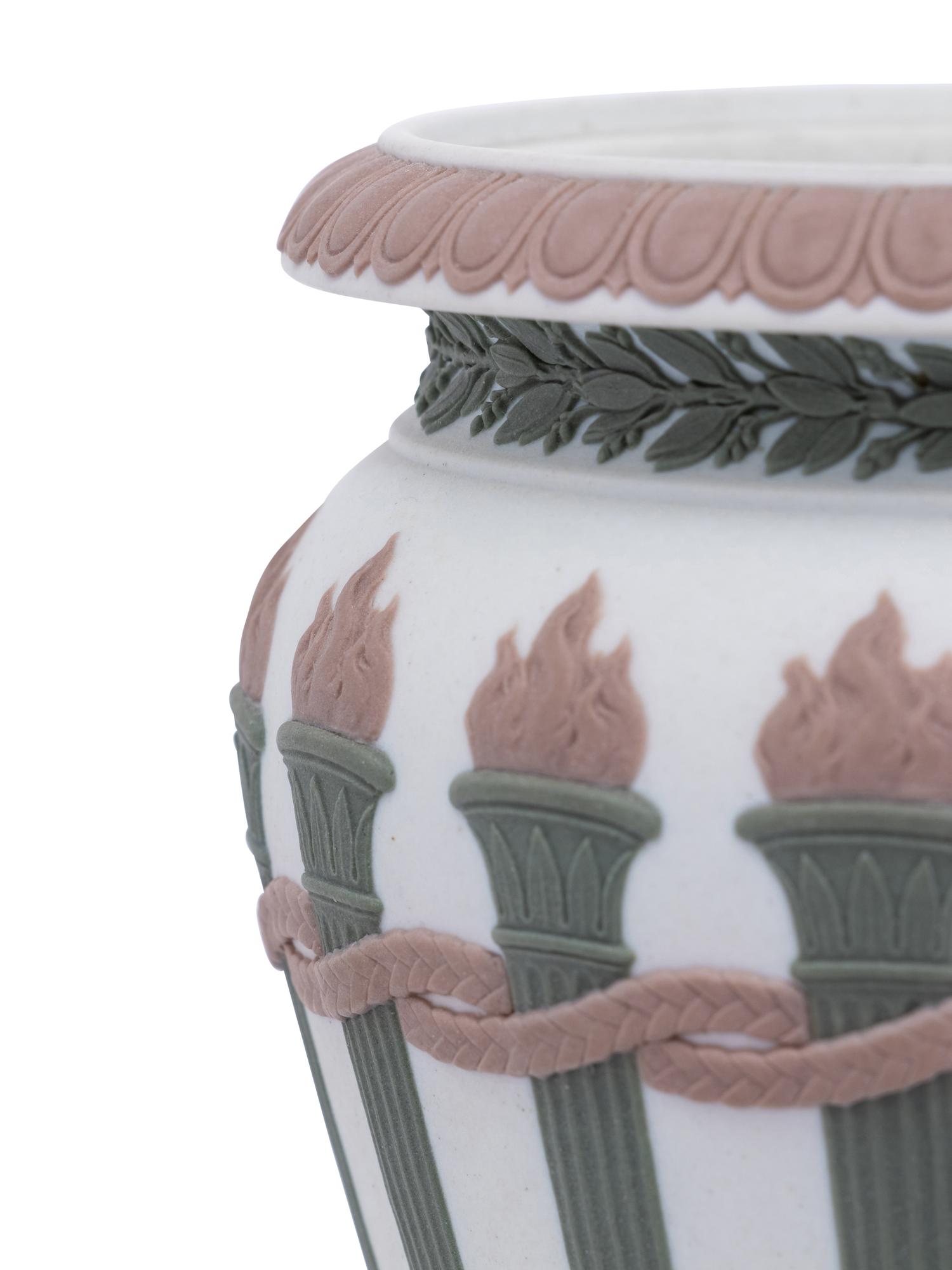 Two Wedgwood Three-Color Jasperware Torches Vases